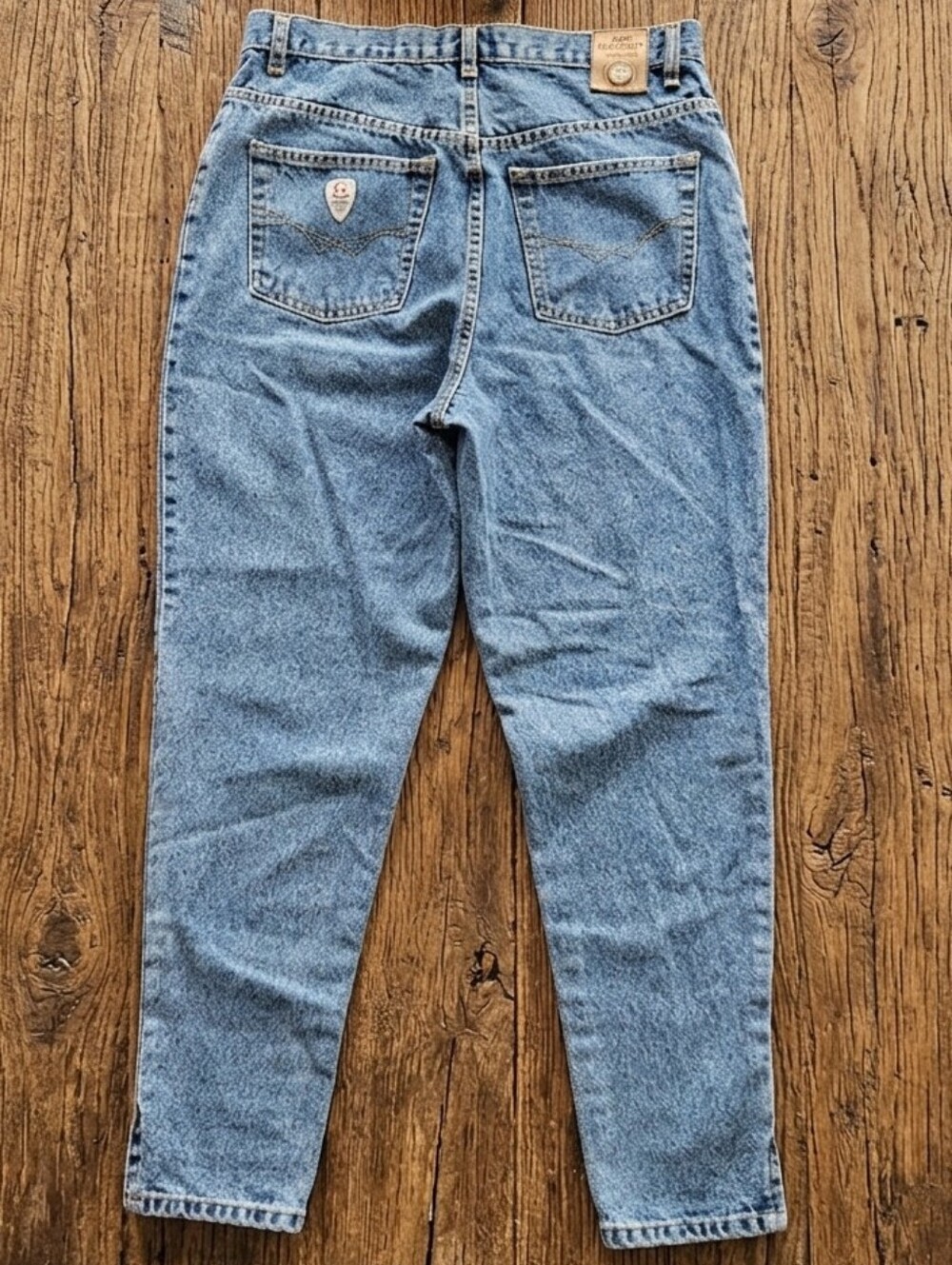 VTG District Gasoline High Waisted Tapered Ankle Slit Mom Jeans - 34 X 27